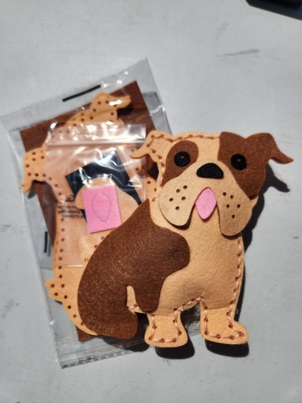 New British Bulldog Dog Puppy Craft Kit Sewing Kit Felt Project Felts DIY Crafti